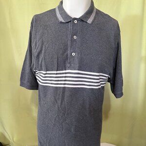 Polo Golf Ralph Lauren Men's Gray White Stripe Polo Shirt Medium Cotton
